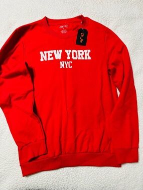On Fire Red 'NEW YORK NYC' Graphic Crewneck Sweatshirt